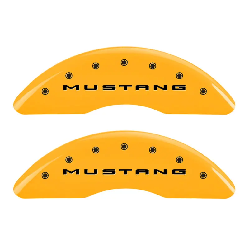 Mgp Engraved Caliper Covers – Yellow Finish With Black Contrast, Front & Rear For 2015+ Ford Mustang 1