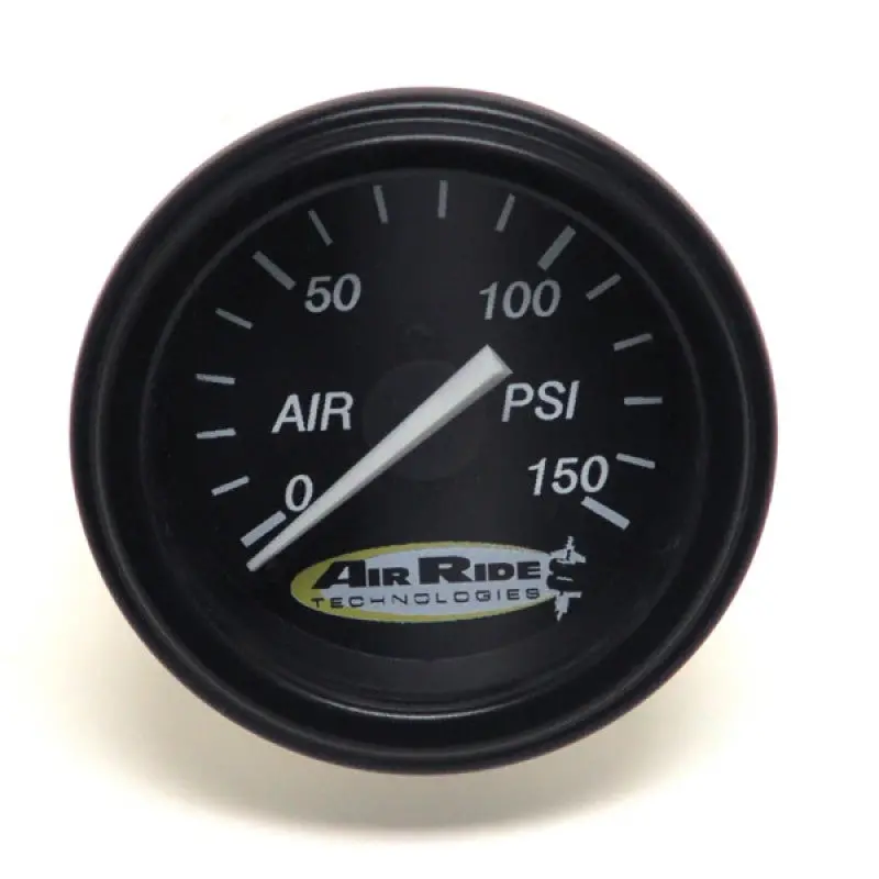 Ridetech Single-Needle Air Pressure Gauge – Black Face, 150 Psi Range With Mounting Fittings 1