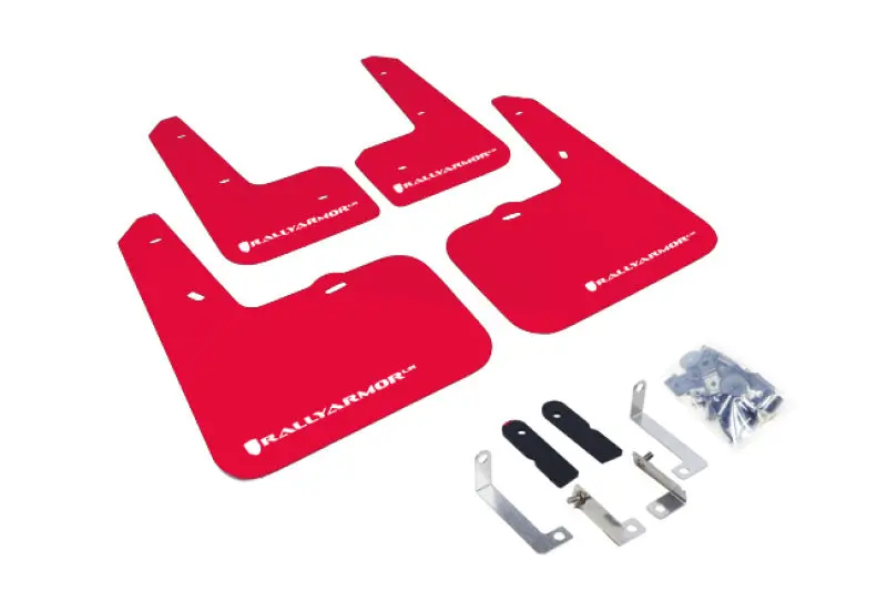 Rally Armor Ur Red Mud Flaps With White Logo For 2012–2013 Hyundai Veloster 1