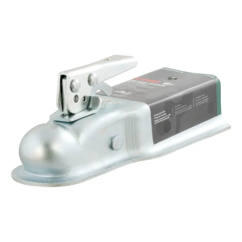 Curt Straight-Tongue Trailer Coupler – 2-Inch Ball, 3-Inch Channel, 3500-Lb Capacity With Posi-Lock (Zinc-Plated) 1