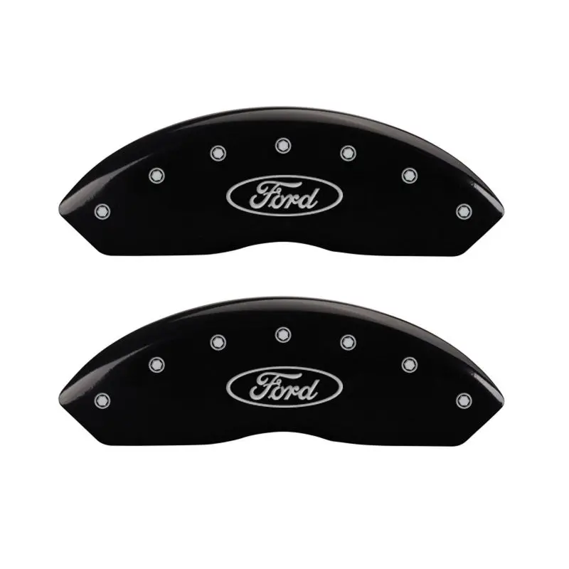 Mgp 4 Caliper Covers Engraved Front & Rear Oval Logo/Ford Black Finish Silver Ch 1
