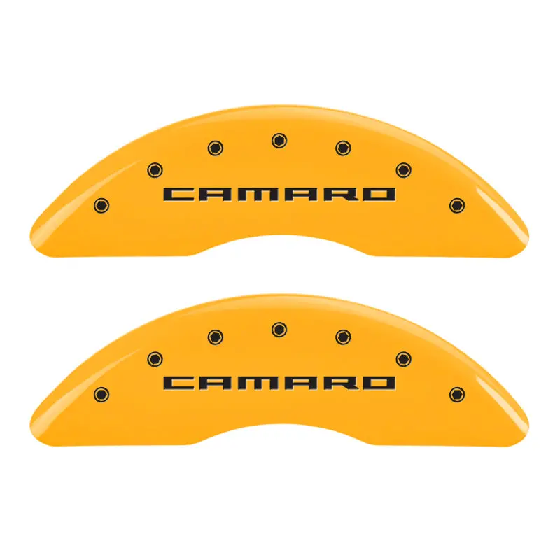 Mgp Engraved Caliper Covers – Front Gen 5 Camaro & Rear Gen 5 Z/28, Yellow Finish With Black Accent 1