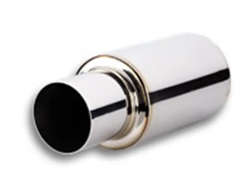 Vibrant Turbo Muffler – 17-Inch Straight-Through Stainless Steel Exhaust With 4-Inch Round Tip And 3-Inch Inlet Id 1